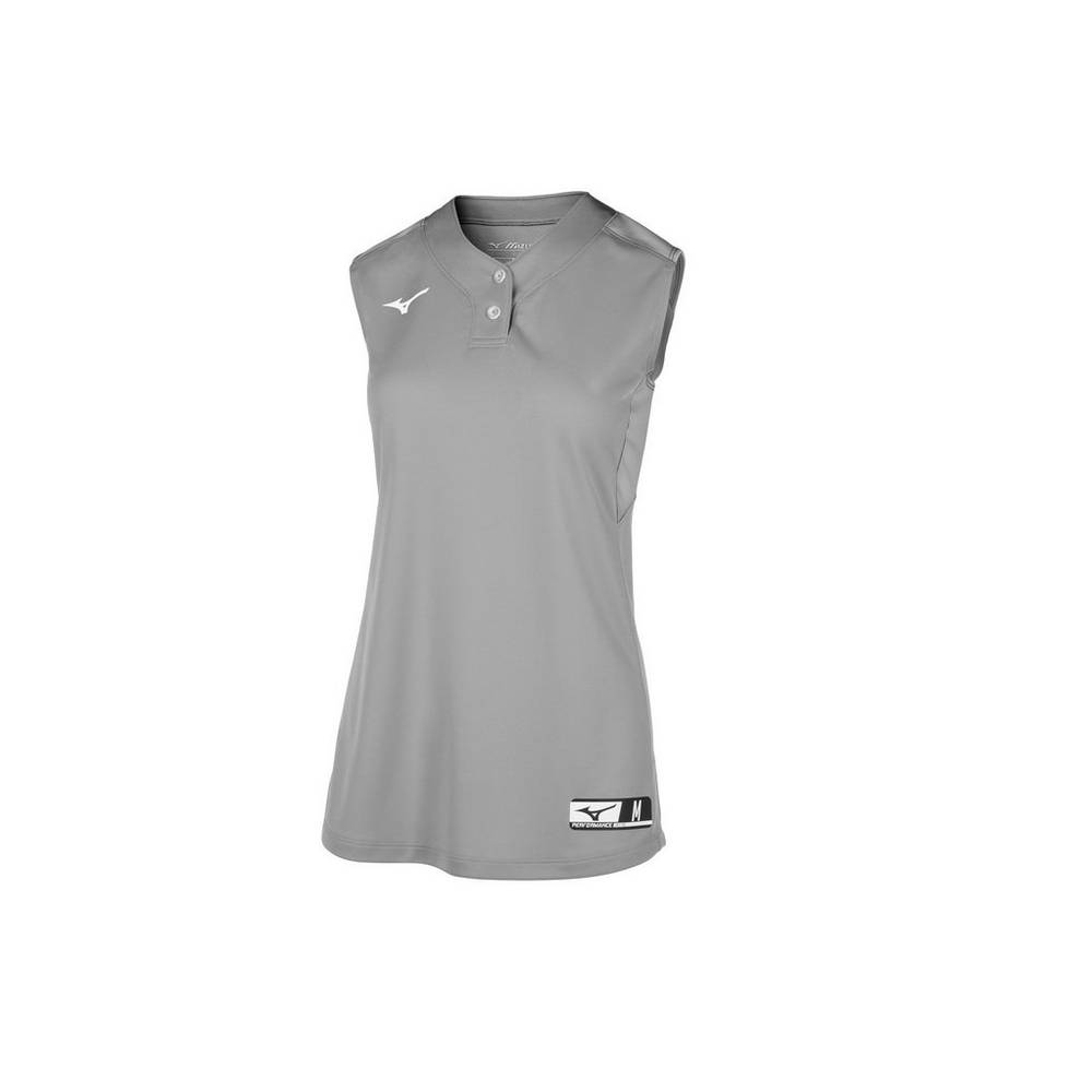 Jerseys Mizuno Aerolite 2-Button Sleeveless Mujer Gris Ofertas WTSC-91048